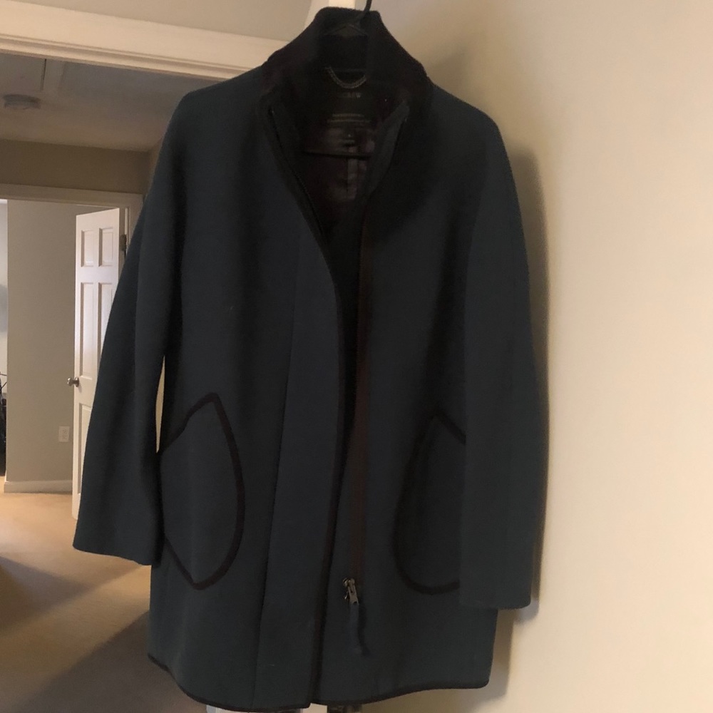 J crew coat dark teal/black size 0